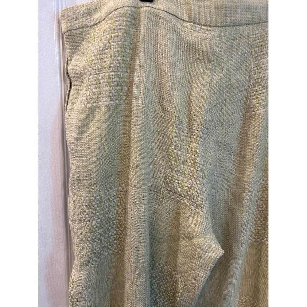 Luca Luca Pants Green Linen Cotton Wide Leg Basketweave Drawstring Trousers 46 - Picture 6 of 7